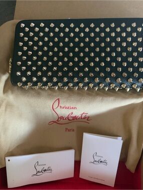 Christian Louboutin Panettone NV Calf Wallet With Drawstring Dust BagTag &Box